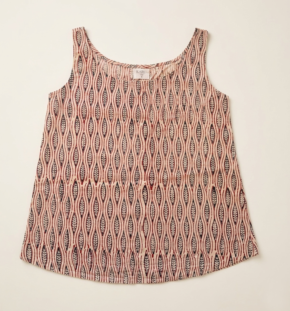 Block Printed Cotton Singlet